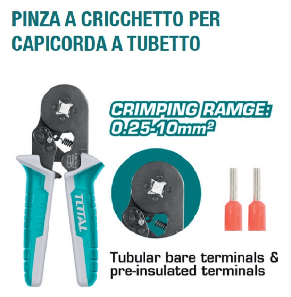 Pinza Crimpatrice per Terminali a Bussolotto 0,25-10m
